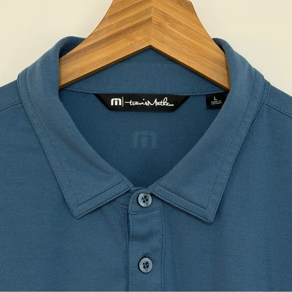 Travis Mathew Men's Private Villa Polo Shirt Blue Size Large